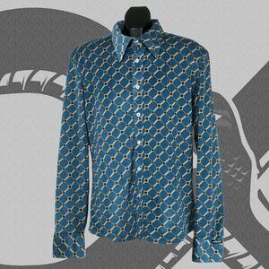 Vintage Button Down Diesel Supershirt Men's Long Sleeve Geometric Pattern Large